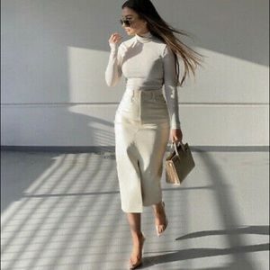 Faux leather midi skirt zara